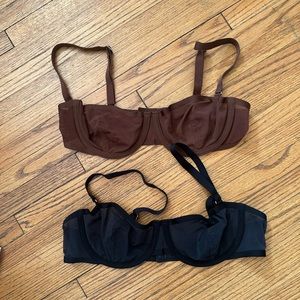 (2) Black and Brown Cuup Balconette Bras 34B